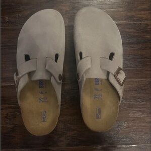 Birkenstock Men's Taupe Suede Slip-Ons